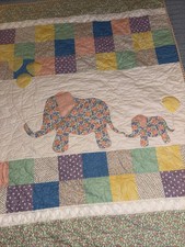 Pastel Baby Quilt Handmade Patchwork Crib Blanket Easter Pink Green