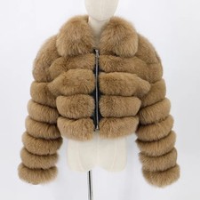 Women's Fur Coat Fox Fur Stitching Short Lapel Long Sleeve Coat