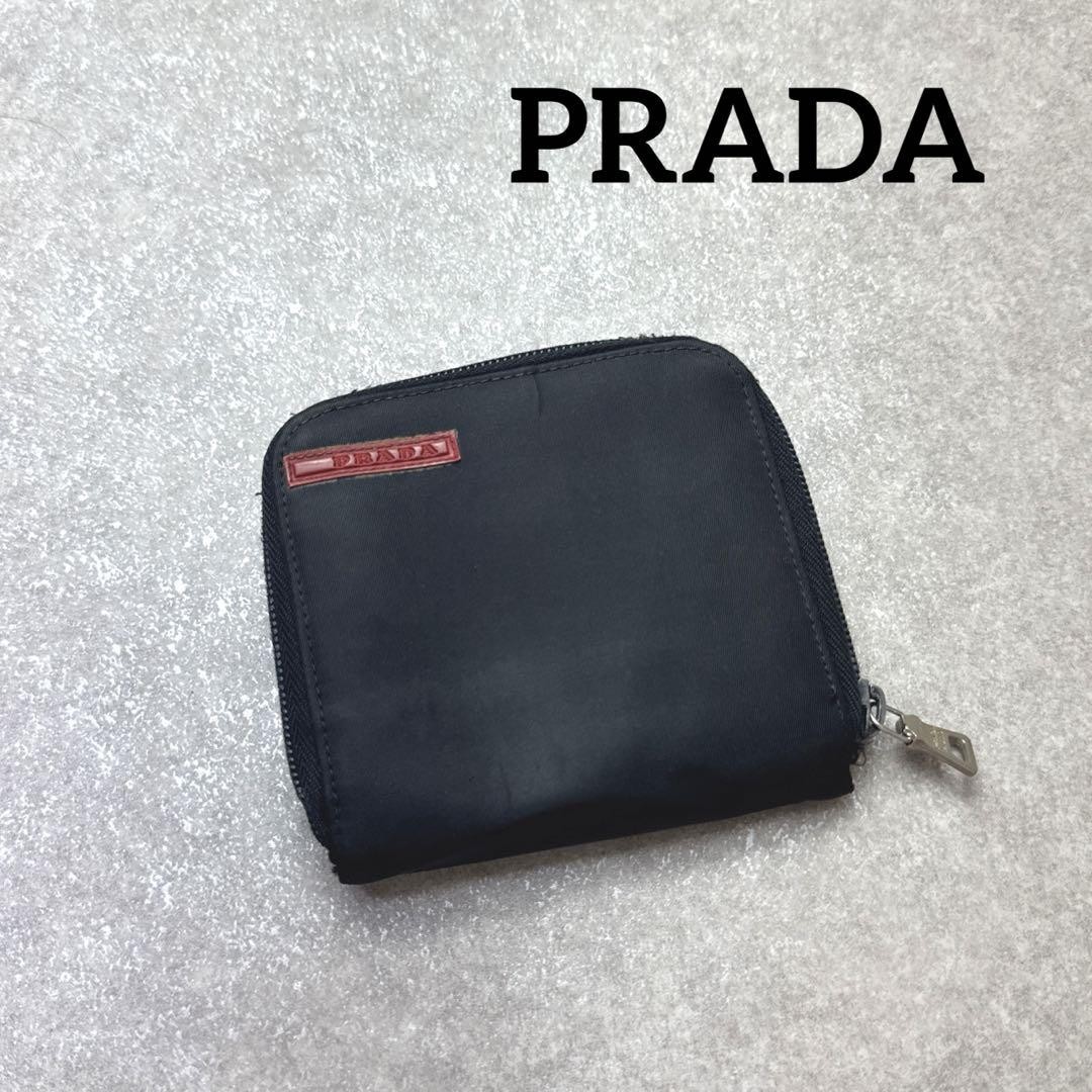 Prada Sports Nylon Bifold Wallet 10.5x11cm Minimal Wear Black