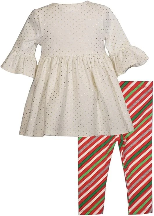 Bonnie Jean Santa Navidad Invierno Vacaciones Pan de Jengibre Tejido Leggings Conjunto Niñas Foto 2 de 3