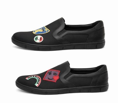 New a. Testoni Made in Italy Black Multi-color Patch Slip-On  display picture 2