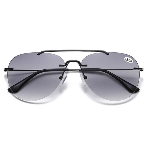 Vintage Men's Pilot Rimless Gray Reading glasses Bifocal Dual-use Magnifier - Picture 6 of 14