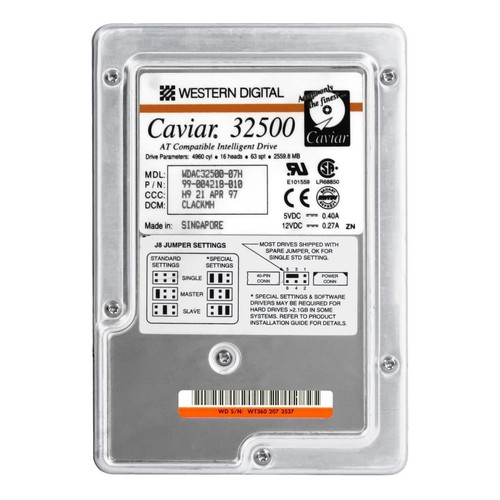 Hard Drive WD Caviar 32500 WDAC32500-18H 2.5GB 5200U/Min 128KB Ata 3.5 " Inches - Picture 3 of 3