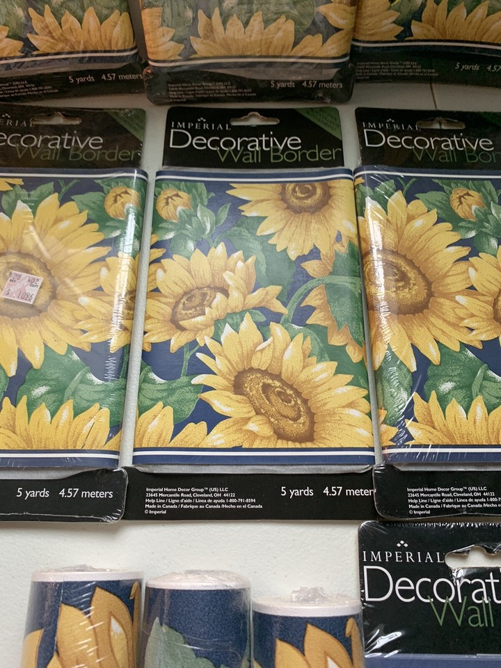 Sunflower Wallpaper Border. 2 Styles16.5 Yd & 30yd NOS Vintage Kmart