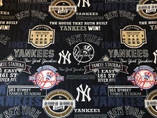 MLB NEW YORK YANKEES STADIUM FABRIC, Navy Cotton, 17 x21 , Fat Quarter