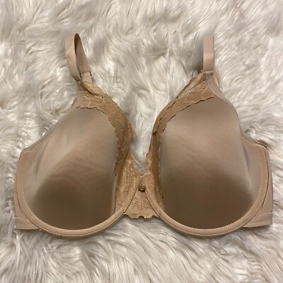 Natori 36DD Bra Tan Hidden Glamour Lace Trimmed T Shirt Underwire 736044