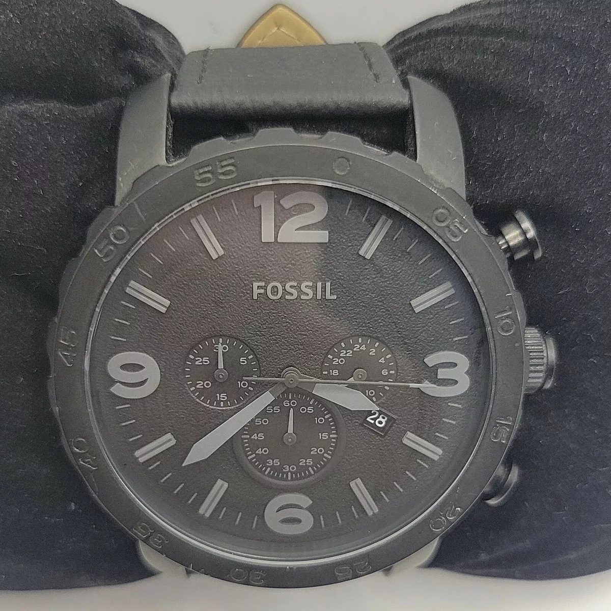 Fossil Nate JR1401 Men\'s Black Leather Analog Dial Quartz Wrist Watch BC84  | eBay