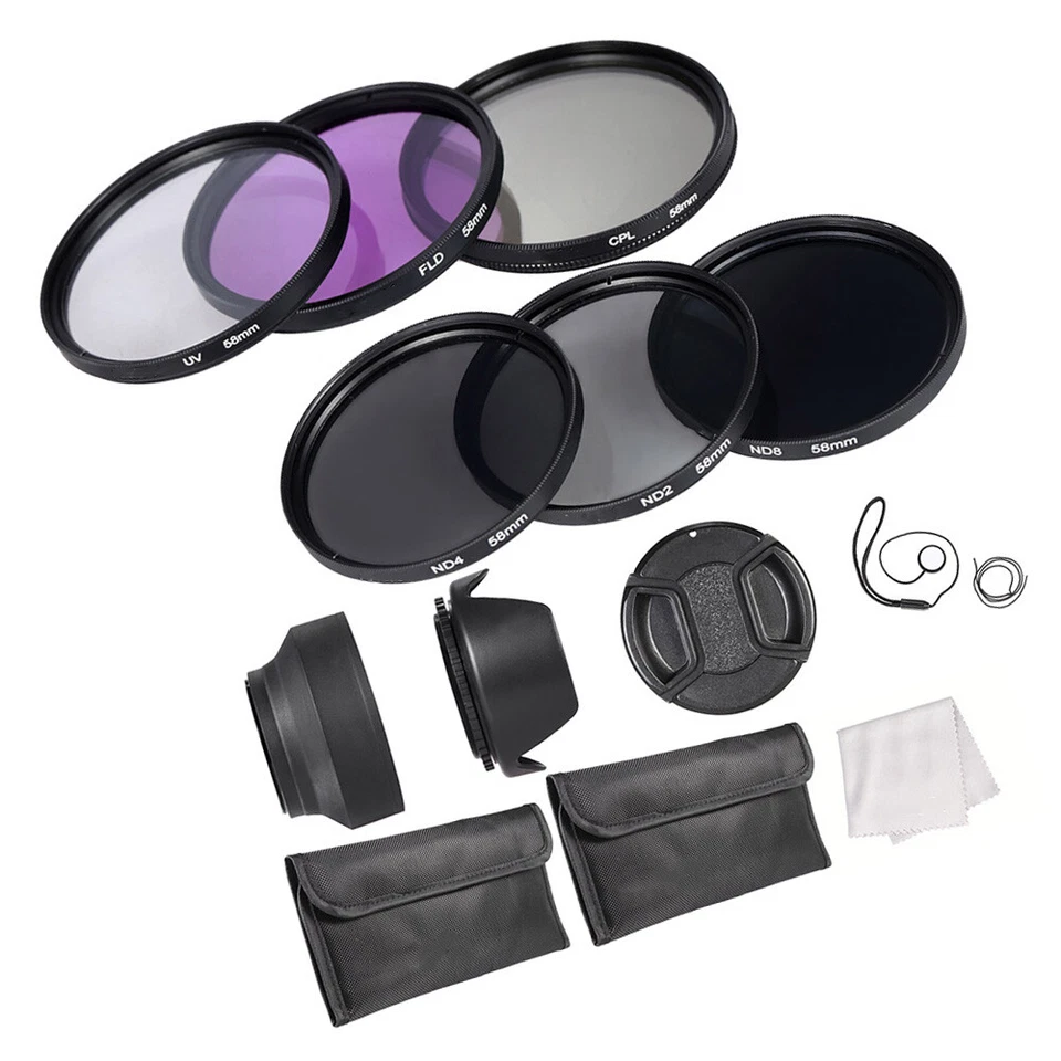 58mm Lens Filter Kit +CPL+FLD+(ND2 ND4 ND8) with Lens /Holder etc K3C3 - Image 2 of 4