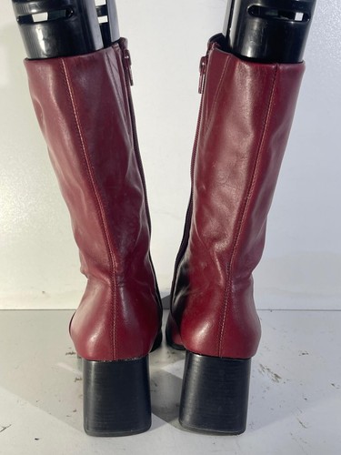 Stivali donna Bakers taglia 8M(42) usati pelle bordeaux zip metà polpaccio stivali -A212 - Foto 3 di 7