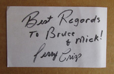 TERRY CRISP SIGNED AUTOGRAPH 3X5 INDEX CARD NHL PHILADELPHIA FLYERS STANLEY CUP