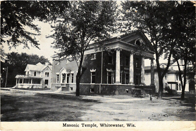PC FREEMASONRY, MASONIC TEMPLE, WHITEWATER, WI, Vintage Postcard (b56543)