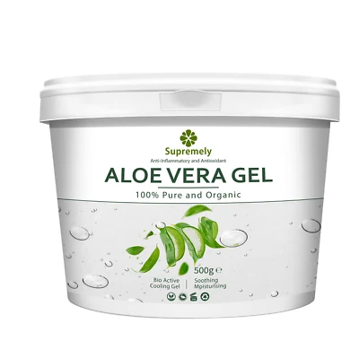 SUPREMELY 100% Pure Aloe Vera Organic Gel Soothing Vegan Skin Moisturiser Skin Care 500g