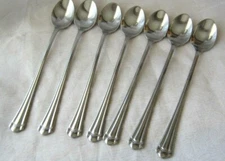 Lot of 7 Farberware Romance Iced Tea Spoons Stainless Flatware Scalloped Fan Tip