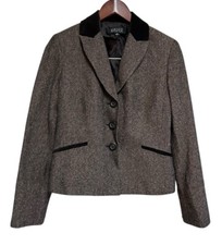 Kasper Tweed Blazer Brown Women  s Size 6 Career Classic Preppy