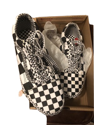 womens black white checkered vans