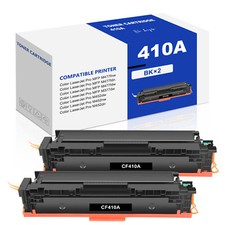 2-Pack CF410A Black Toner with Chip for HP 410A LaserJet Pro M452dn MFP M377dw