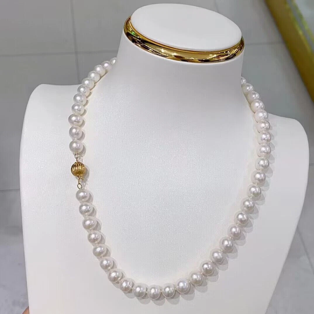 gorgeous 9 10mm south sea round white pearl necklace 18inch 925s t