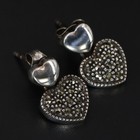 Love Dangle Post Earrings - 2g Sterling Silver - Designer Su Marcasite Heart