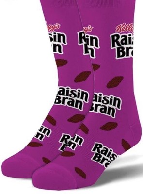 New Kellogg's Cereal Raisin Bran Novelty Funny Crew Foodie Socks Mens Sock 6-12