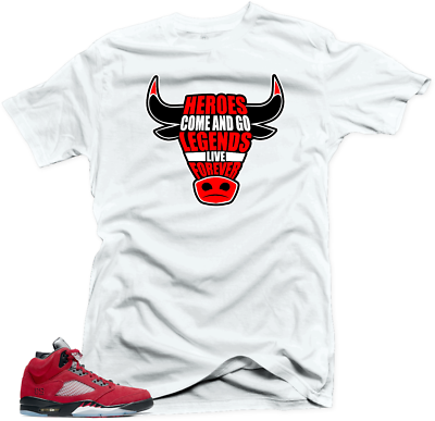 Shirt to Match Jordan Retro 5 Raging Bull Sneaker Shirts -Heroes White | eBay