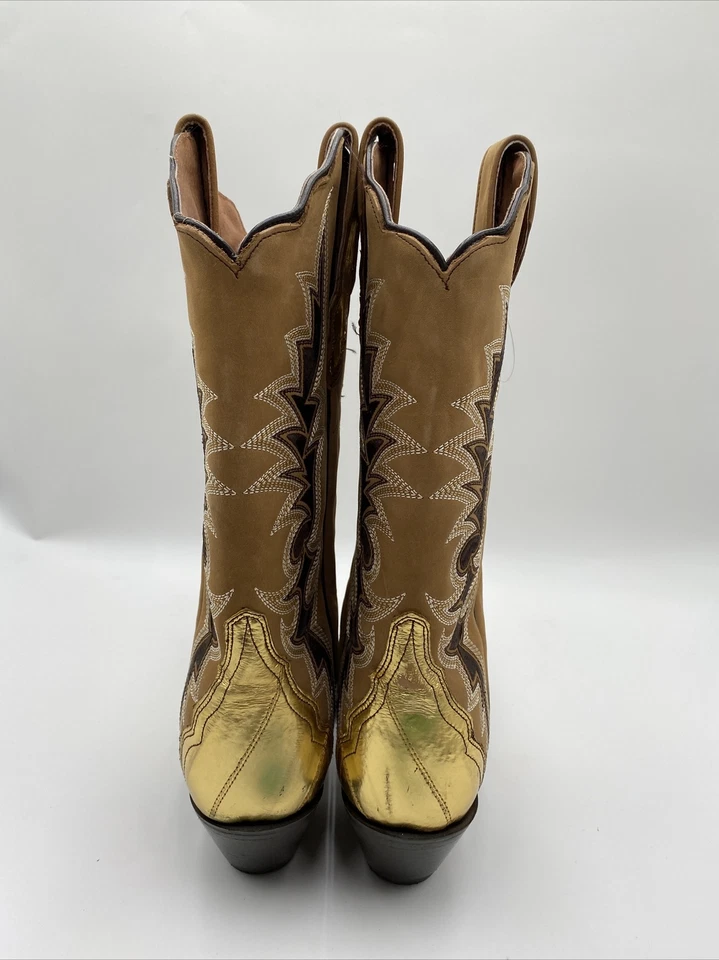 Dan Post Women's Eel Exotic Western Boots Tan/Gold Size 9.5M - Image 4 of 4