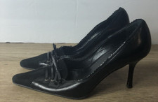 St John Womens Size 7B Black 3'' Pointed Toe Heels Tie Front