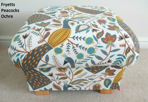 Orla Kiely Mustard Pouffe Dandelion Linear Stem Footstool Fabric Footstall Ochre - Picture 12 of 24