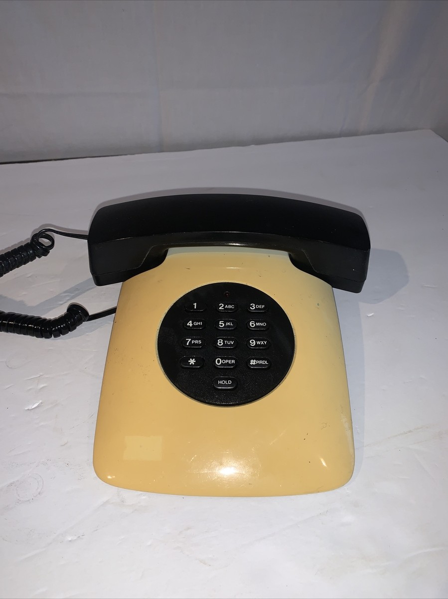 Vintage 80's Telemax White Black Push Button Fashion Telephone