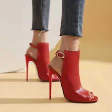 Handmade Ladies 12cm Stiletto Heel Dress Pumps Fashion Prom Shoes Red FV12502