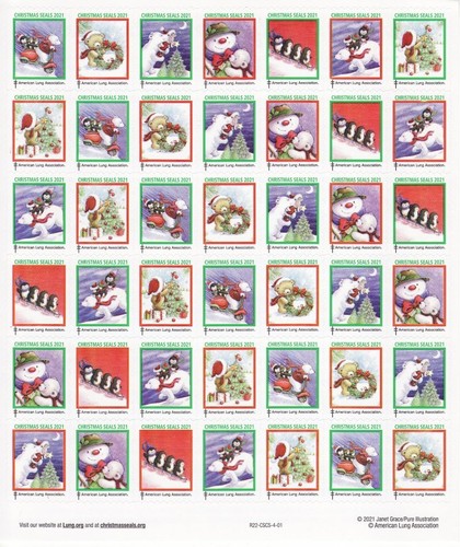 121-1.2pac, 2021 ALA National Design U.S. Christmas Seal Packet - Picture 3 of 12