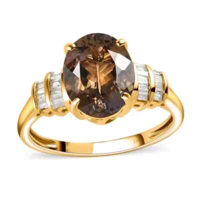 2.00Ct Oval Cut Lab-Created Brown Diamond Engagement Ring 14k Yellow Gold Plated