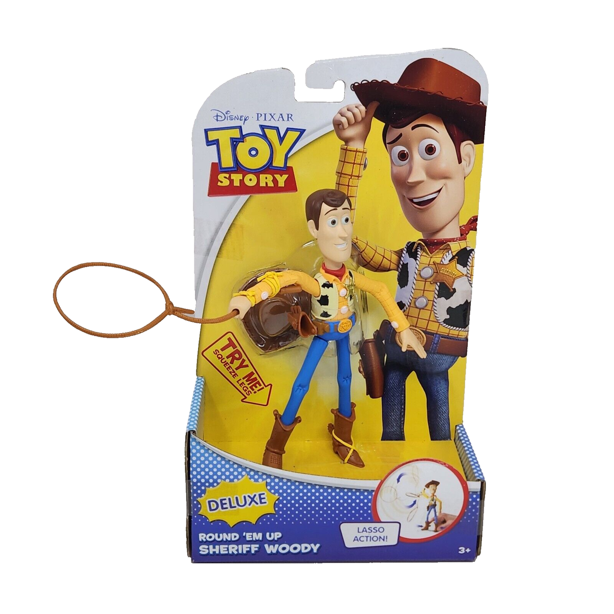 DISNEY TOY STORY WOODY DELUXE LASSO ACTION FIGURE NEW MINT IN BOX