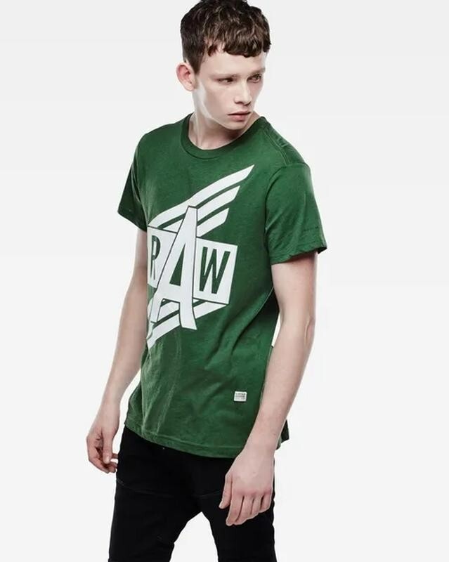 G star Raw Men T Shirt Green Size S-M Logoprint UK