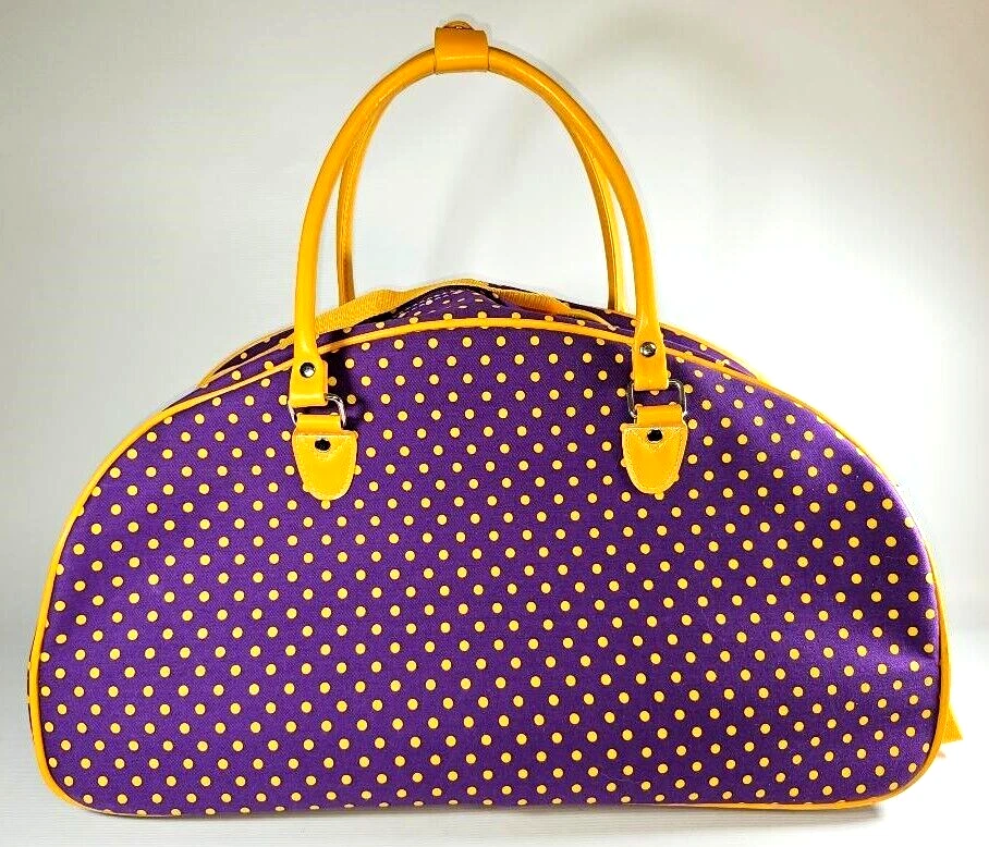 Дорожная сумка на колесиках ручная кладь в горошек круглая сумка карманы сумка с короткими ручками фиолетовое золото - Изображение 3 из 4