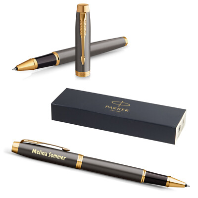 Parker IM Grey Core GT Tintenroller Mine schwarz mit Gravur  graviert Rollerball