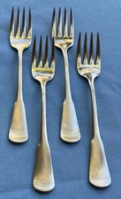 Set of FOUR Colonial Boston Minuteman Stainless Steel Salad Forks