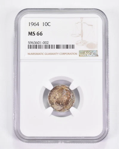 MS66 1964 Roosevelt Dime - Graded NGC Toned! *9033