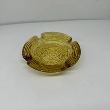 VINTAGE ANCHOR HOCKING ASHTRAY SORENO BIRD NEST GLASS AMBER GOLD MCM 4.25”