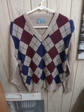 Le Tigre Mens Sweater Mens Multicolor Large Diamond Pattern 80's Vintage