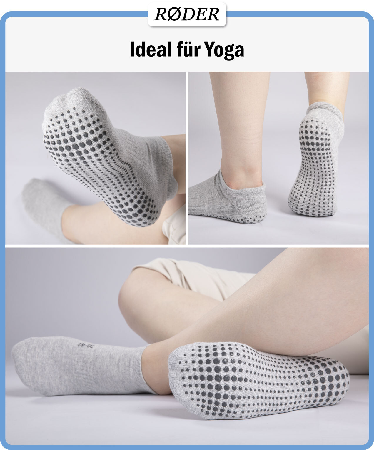 6 Paar Pilates Socken Damen - Rutschfeste Stoppersocken Für Yoga & Training