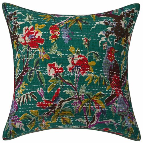 Indian Paisley Sofa Cushion Cover Patchwork Pillowcase Kantha Vintage 16'' Throw - Picture 1 of 5