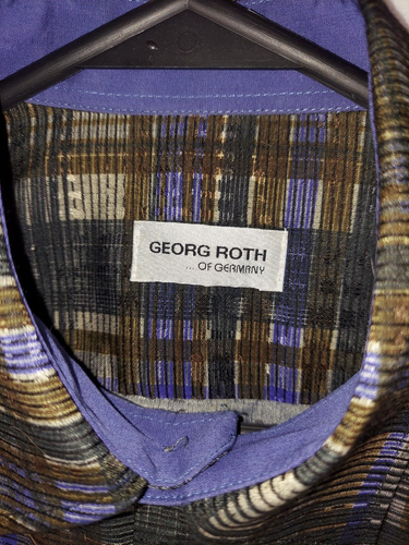 Georg Roth of Germany Mens Medium Green Geometric Plaid Long Sleeve Button Up - Picture 4 of 6