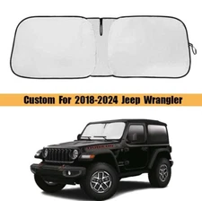 Custom Size Fit 18-24 Jeep Wrangler JL JLU Windshield Sun Shade Cover Protector
