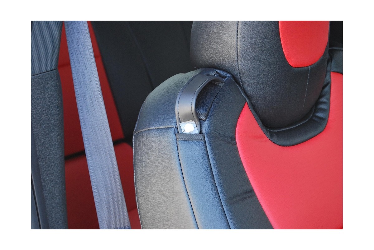 CHEVY CAMARO 2010-2015 BLACK/RED LEATHER-LIKE CUSTOM FIT FRONT SEAT COVER - Foto 5