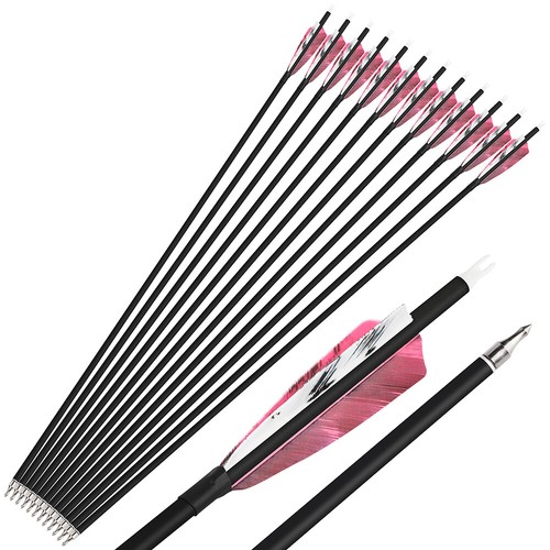 28" 30'' 31" Archery Carbon Arrows SP500 4" Turkey Feathers Bow Hunting Target - Picture 19 of 20