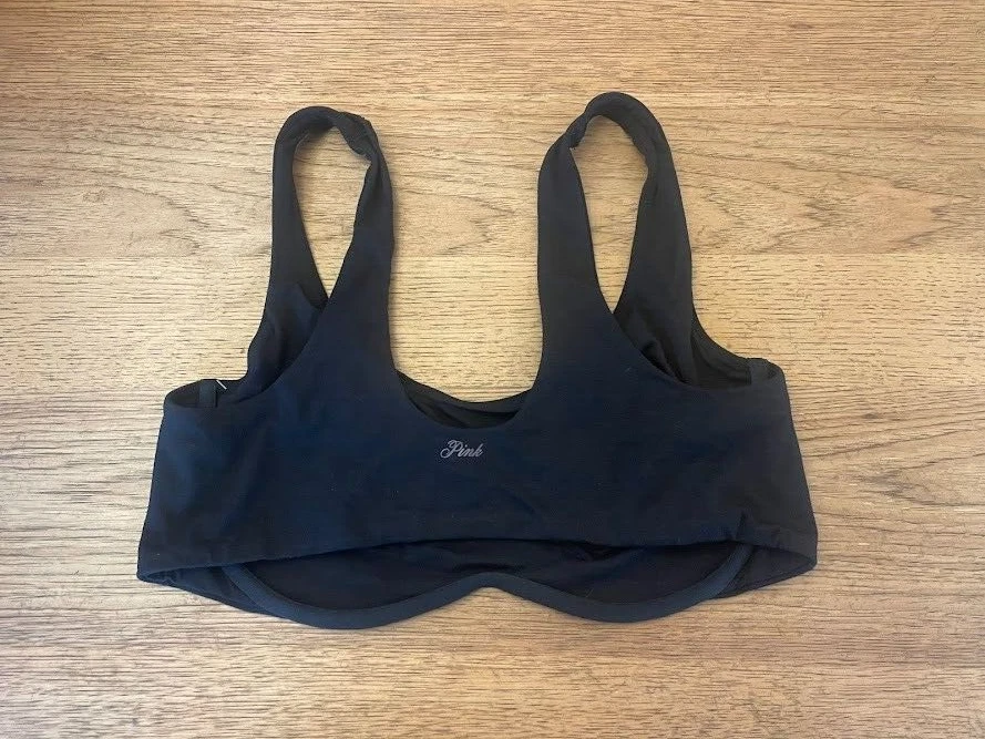 PINK Victoria's Secret Black X-LARGE Base Cotton Unlined Scoop Bralette Bra VS - Image 2 of 2