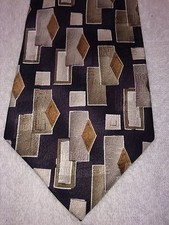 PIERRE CARDIN MENS TIE 4 X 57 NOWT BLACK WITH BEIGE SILVER WITH SHAPES
