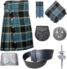 Scottish Traditional 8 Yards Tartan Kilt Outfit for Men Anderson Tartan, 30