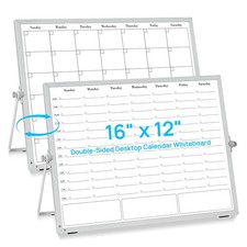 Desktop Whiteboard with Stand, 16" 12" Double-Sided Magnetic Dry Erase Calend...