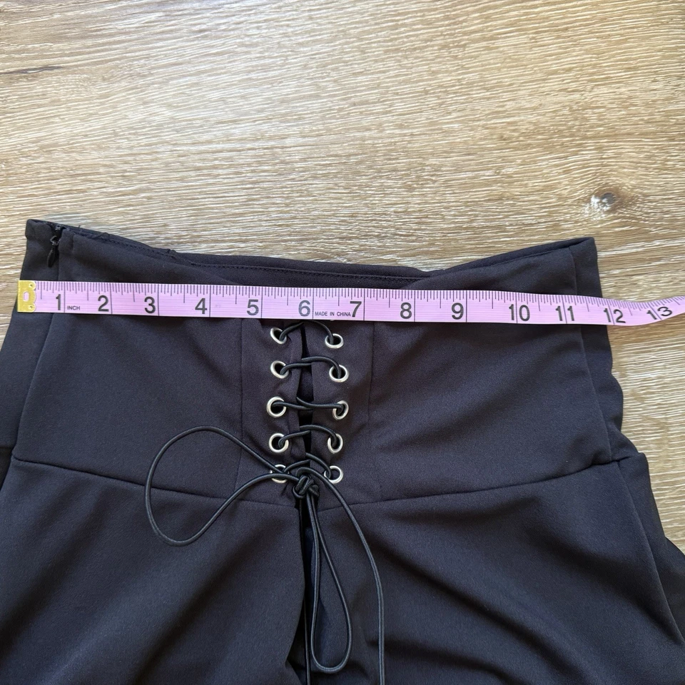 Mujer Whimsigoth Negro Falda Con Cordones Mediana Gótica Steampunk Bruja Capas Midi Foto 3 de 4